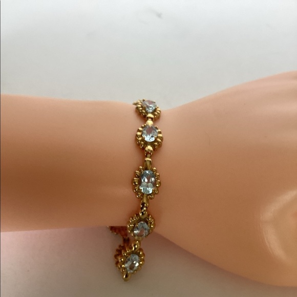 10k AQUAMARINE BRACELET - Picture 2 of 6